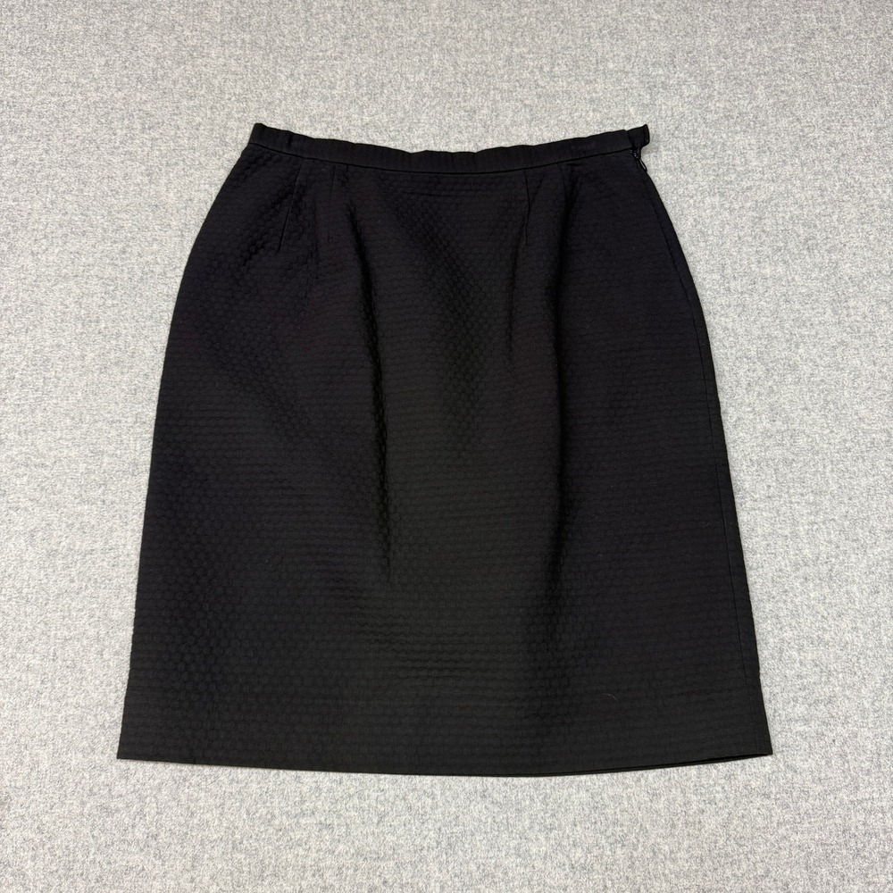 Oscar de la Renta Pink Label Skirt 14 Black Quilted Texture Pencil Knee Length